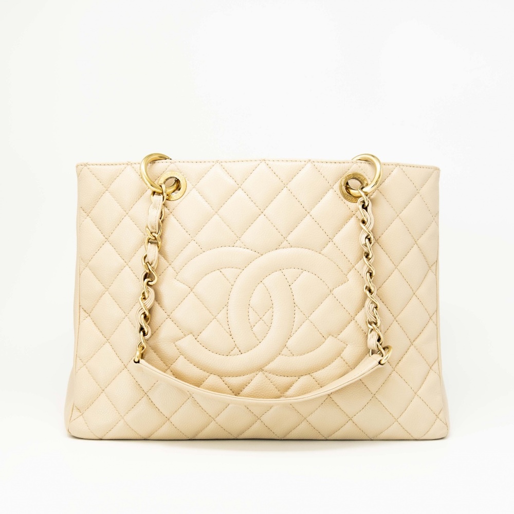 Chanel Caviar GST Grand Shopping Tote Bag Beige